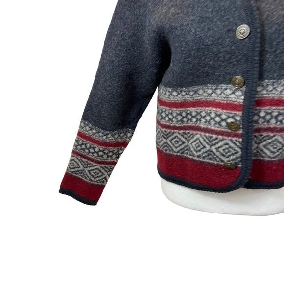 Vintage Tally-Ho Wool Button Front Grey and Burgundy Cardigan‎ Size Medium - Picture 3 of 9